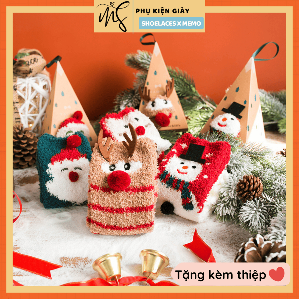 Tất Vớ Lông Cừu Cao Cổ Quà Tặng Noel- Tất Giáng Sinh Tặng Kèm Hộp Thiệp