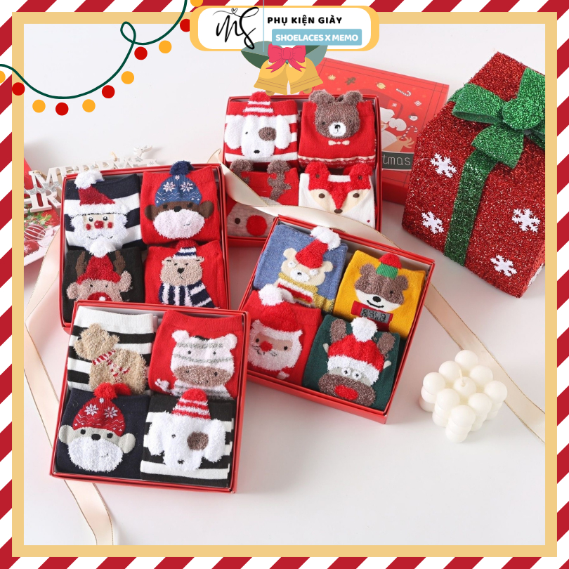 Hộp Tất Vớ Noel Quà Tặng -Hộp Tất Giáng Sinh Tặng Kèm Thiệp Memolaces