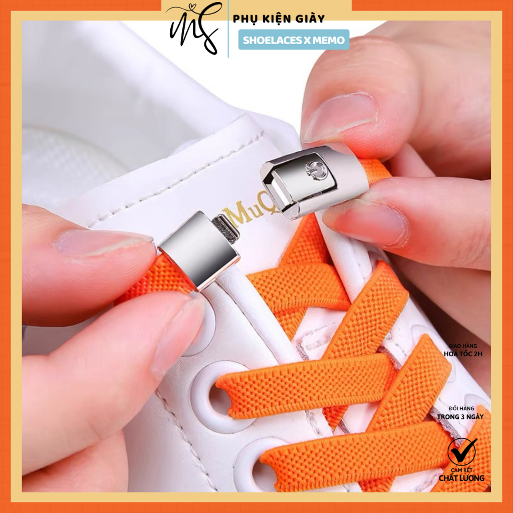 Dây giày thông minh co giãn 8mm khóa chốt không cần buộc dành cho JD, AJ1, AF1, Adidas, Vans màu đen, trắng..