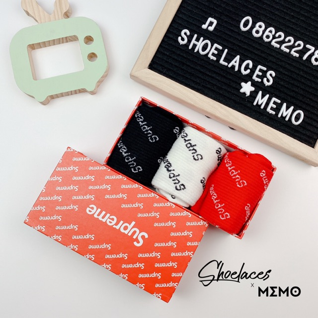 Tất Supreme Set 3 Đôi Full Box- Supreme Crew Socks Tất Supreme Set 3 Đôi Full Box- Supreme Crew Socks